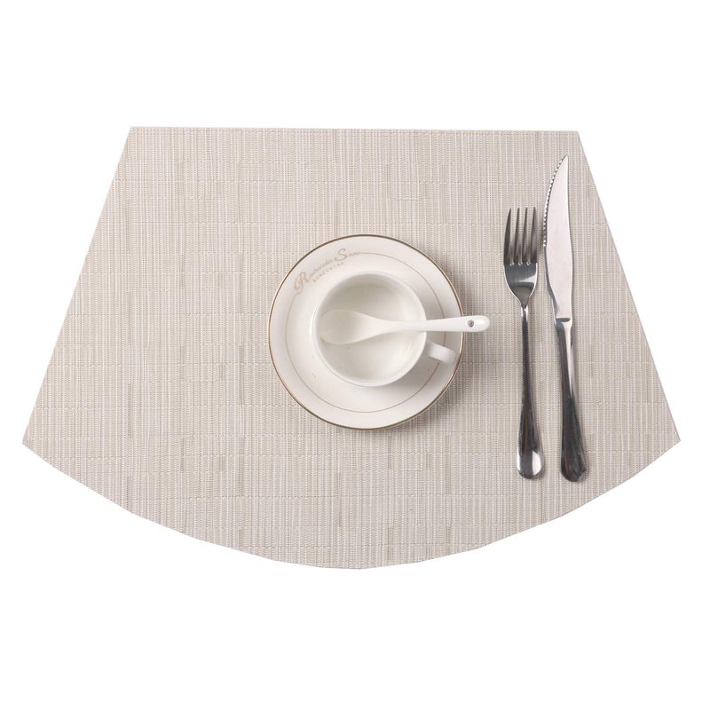 SHACOS Round Table Placemats Set of 7 Wedge Shaped Place Mat with Centerpiece Circle Mat Heat Resistant Small Round Table Mats Washable (7, Beige) - Image 4